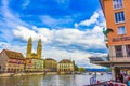 Zurich city Old Town and Limmat river Panorama Switzerland Royalty Free Stock Photo