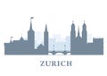 Zurich city silhouette, Switzerland - old town view, city panorama of Zurich