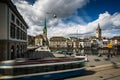 Zurich cityscape with city traffic