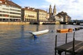 Zurich cityscape with river Limmat , Switzerland Royalty Free Stock Photo