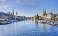 Zurich cityscape - view along the Limmat river