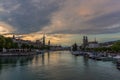 Zurich downtown skyline with Fraumunster and Grossmunster churches at zurichsee lake at night, Switzerland Royalty Free Stock Photo