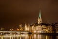 Zurich, Fraumunster at night