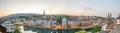 Zurich, HD panorama, old town and Limmat river at sunrise Royalty Free Stock Photo