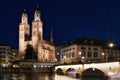 Zurich historic centre at night