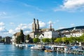 Zurich inner city historic view with water in summer for tourism and travel