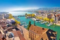 Zurich lake and Limmat river waterfront aerial panoramic view Royalty Free Stock Photo