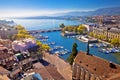 Zurich lake and river waterfront aerial view Royalty Free Stock Photo