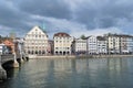 Zurich. Limmat River Embankment Royalty Free Stock Photo