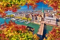 Zurich and Limmat river waterfront aerial view Royalty Free Stock Photo