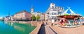 Zurich and Limmat river waterfront colorful panorama Royalty Free Stock Photo