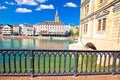 Zurich Limmat river waterfront and landmarks view Royalty Free Stock Photo