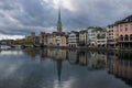 Zurich old town, reflection in the lake Royalty Free Stock Photo