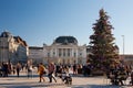 Zurich Opera House and Christmas tree, SechselÃ¤utenplatz, Zurich, Switzerland