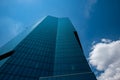 Zurich Prime Tower skyscraper green glass office building. Low wide angle view, sunny summer day, blue sky, no people Royalty Free Stock Photo