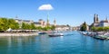 Zurich skyline city at Linth river panorama in Switzerland