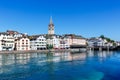 Zurich skyline city at Linth river in Switzerland