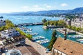 Zurich skyline with lake from above in Switzerland