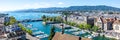 Zurich skyline with lake from above panorama in Switzerland