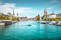 Zurich skyline panorama with river Limmat, Switzerland Royalty Free Stock Photo