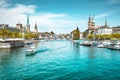 Zurich skyline panorama with river Limmat, Switzerland Royalty Free Stock Photo