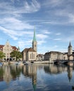 Zurich, Stadthaus, Lady Minster and St. Peter Church Royalty Free Stock Photo