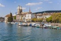 Buildings of the old town of the city of Zurich along the Limmat river Royalty Free Stock Photo