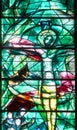 Stained glass window of the Protestant church Fraumunster designed by Marc Chagall