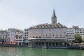 Zurich, Switzerland - 1 August, 2019: view on the Stadthausquai quay over the Limmat river Royalty Free Stock Photo