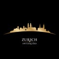 Zurich Switzerland city skyline silhouette black background