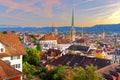 Zurich, Switzerland Cityscape with Church Steeples Royalty Free Stock Photo