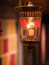 Lighted decorative colored glass lamp