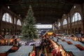 Zurich, Switzerland - December 19, 2019: People visiting traditional Christmas market on Zurich main train station with