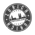 Zurich Switzerland Europe Stamp Logo Icon Symbol Design Skyline City.