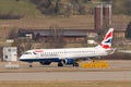 British Airways Embraer E190 jet just landed in Zurich in Switzerland Royalty Free Stock Photo