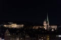 Zurich Switzerland Historic City Center by Night with lights