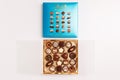 Zurich, Switzerland - January, 7 2023: Lindt Mini Pralines Box. Close up of open small gift box of Swiss chocolate Royalty Free Stock Photo