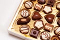 Zurich, Switzerland - January, 7 2023: Lindt Mini Pralines Box. Close up of open small gift box of Swiss chocolate