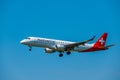 Helvetic Swiss airlines airplane preparing for landing at day time in international airport Royalty Free Stock Photo