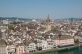 Aerial view of historic Zurich city center with famous Fraumunster Church Royalty Free Stock Photo