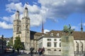 Zurich, Switzerland - June 07, 2017: The GrossmÃÂ¼nster which means `great minster`in German is a Romanesque-style Protestant chur Royalty Free Stock Photo