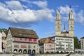 Zurich, Switzerland - June 07, 2017: The GrossmÃÂ¼nster which means `great minster`in German is a Romanesque-style Protestant chur Royalty Free Stock Photo