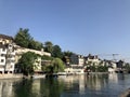 Zurich, Switzerland - June 27, 2019: Zurich historical city center and Limmat river in summer Royalty Free Stock Photo