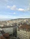 Zurich, Switzerland - March 2, 2019: Overview of Zurich from a rooftop