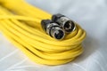 Yellow microphone cable Royalty Free Stock Photo