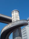 Zurich, Switzerland - March 5th 2022: Modern walking bridge Negrellisteg with its characteristic spiral stair.