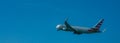 Zurich, Switzerland, Mart 2017 - Plane flying in deep blue sky Royalty Free Stock Photo
