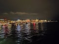 Zurich Switzerland night cityscape seen from the lake shore Royalty Free Stock Photo