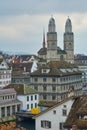 ZURICH, SWITZERLAND - November 28, 2018: View of Grossmunster from the observation deck Royalty Free Stock Photo