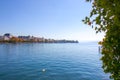 Zurich, Switzerland - Oct 13, 2018 : Beautiful view of historic city center on a sunny day with blue sky and clouds in summer Royalty Free Stock Photo